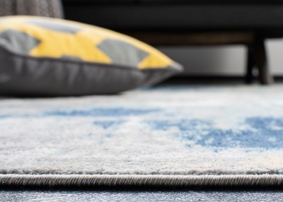 Gray and Gold Abstract Hand-knotted Synthetic Area Rug