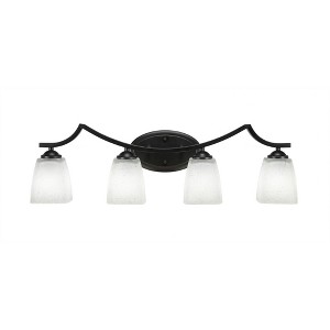 Toltec Lighting Zilo 4 - Light Vanity in  Matte Black with 4.5" Square White Muslin Shade - 1 of 1