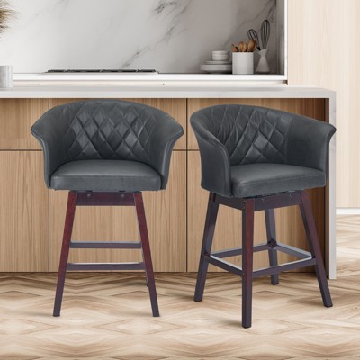 360 Degree Swivel Bar Stools, Counter Height Barstools, Modern Upholstered Bar Stools 2 pack