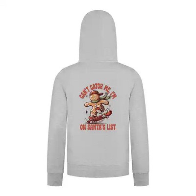 Everyday Kids Christmas Collection Gingerbread Skateboard Boys Zip Up Hoodie – Holiday Sweatshirt -Heather Gray