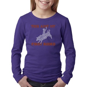 LA Pop Art Girl's Word Art Long Sleeve - This Aint My First Rodeo - 1 of 4