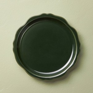 10.5" Stoneware Carved Ribbed Edge Dinner Plate Green - Hearth & Hand™ with Magnolia - 1 of 4