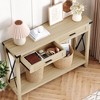 Nasitip Farmhouse Sofa Table - Console Table with Rattan Drawers, Entryway Table with Storage for Living Room, Hallway, Foyer - 2 of 4