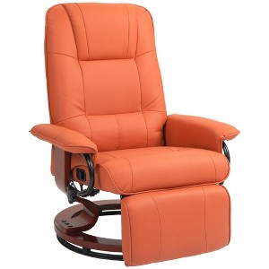Aghana Digitals Orange Faux Leather Swivel Recliner with 145° Recline, Extendable Footrest, - 1 of 4
