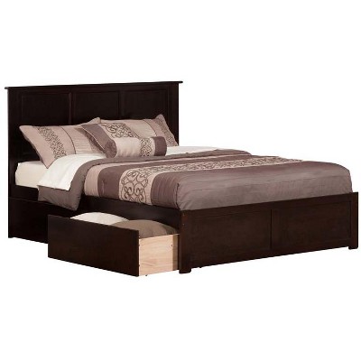 Atlantic Furniture Madison Queen Flat Panel Foot Board w/ 2 Urban Bed Drawers Espresso