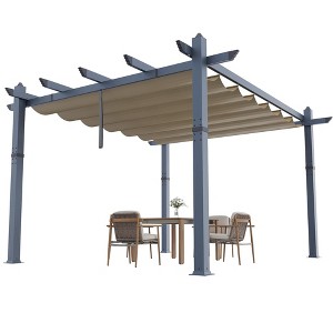 GOCAPTAIN Patio Pergola - Metal Outdoor Sun Shade Canopy with Retractable Roof for Garden Porch Backyard - 1 of 4