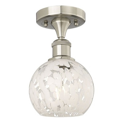 White Mouchette - 1 Light Semi-Flush Mount In Modern Style-9.25 Inches Tall and 6 Inches Wide