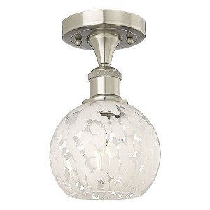 White Mouchette - 1 Light Semi-Flush Mount In Modern Style-9.25 Inches Tall and 6 Inches Wide - 1 of 1