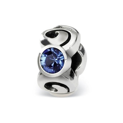 Black Bow Jewelry Sterling Silver September Crystal Birthstone, 3-Stone Bead Charm