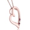 Pompeii3 Diamond & Ruby Heart Pendant 3-Stone Rose Gold with 18" Chain - 2 of 3