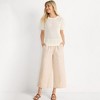 Lands' End Women's High Rise Pull On Drawstring Linen Wide Leg Crop Pants - 4 of 4