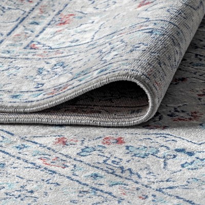 Reversible Gray Medallion 3x5 Synthetic Easy-Care Area Rug