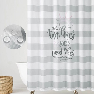 LunaLulinlk Summer Fashion Letter Stripe Home Shower Curtain，Gray