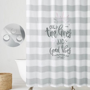 LunaLulinlk Summer Fashion Letter Stripe Home Shower Curtain，Gray - 1 of 4