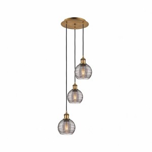 Athens Deco Swirl - 3 Light Cord Hung Multi Pendant In Industrial Style-25.13 Inches Tall and 12.38 Inches Wide - 1 of 1