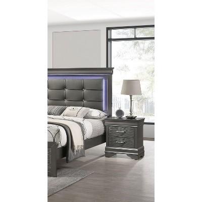 NicBex Nightstand with 2 Drawers,1pc Side Table with Storage Space and Metal Handle,Modern Bedside Table for Bedroom,Living Room