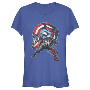Juniors Womens Marvel Captain Venom Shield Logo T-Shirt - 1 of 3