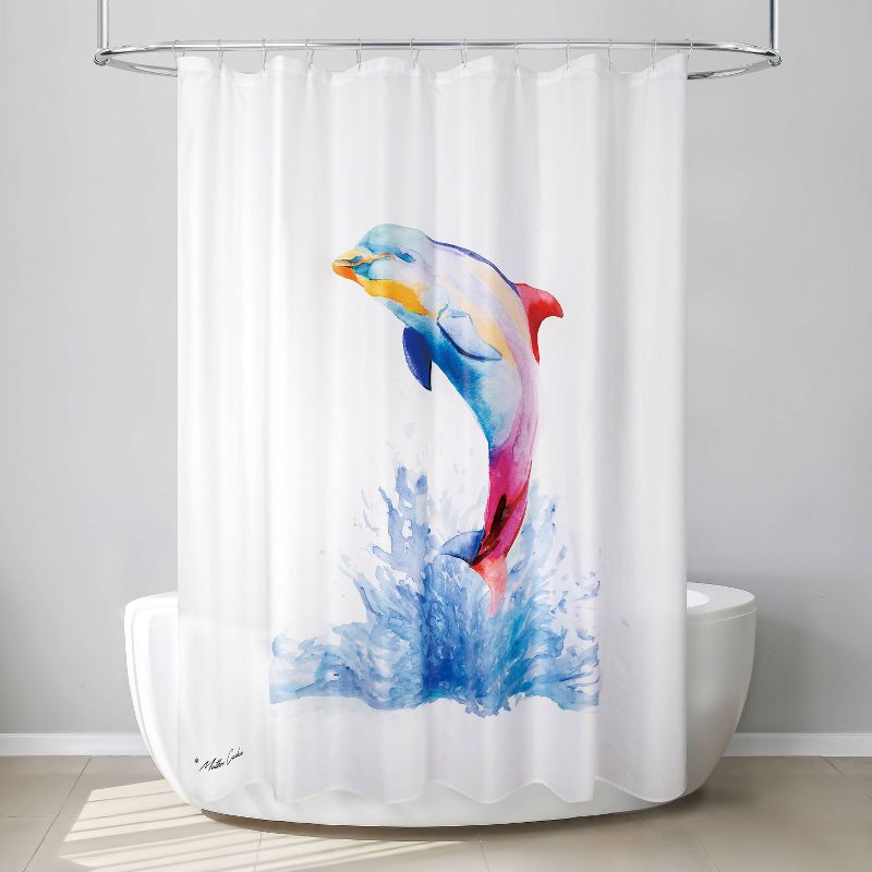 Colorful Dolphin Shower Curtain - Allure Home Creations, 3 of 8