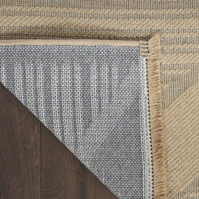 Natural Beige Geometric Flat Woven Wool and Synthetic Rug 8' x 10'