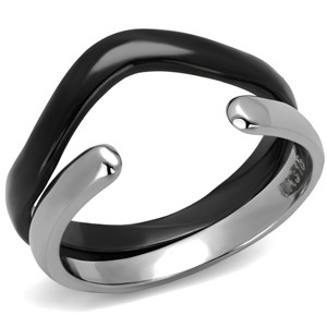 Slickblue Women’s Fashion Ring in Two-Tone IP Black Stainless Steel, Minimalist Band, Stackable Style, Sizes 5-10 - 1 of 4
