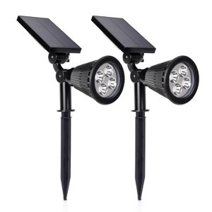2pk Solar Outdoor Spotlights Black - Techko Maid - 1 of 4