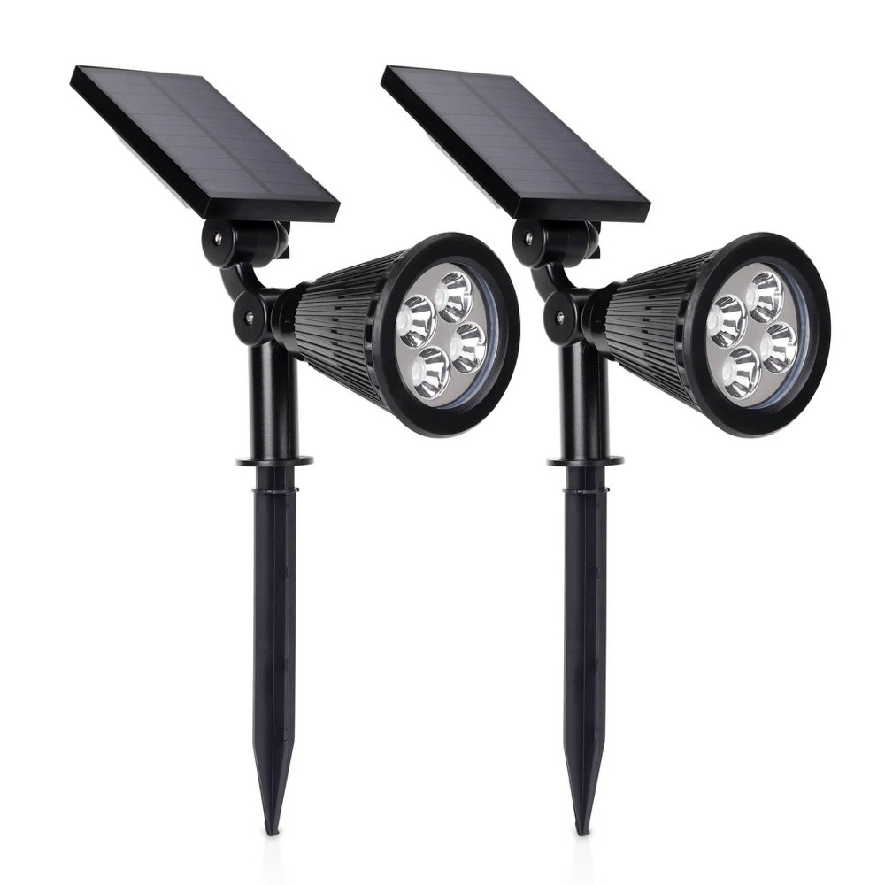 Photos - Floodlight / Street Light Camping World 2pk Solar Outdoor Spotlights Black - Techko Maid 