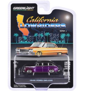 1946 Ford Fordor Super Deluxe Dark Purple Metallic & Black "California Lowriders" Series 6 1/64 Diecast Model Car by Greenlight - 1 of 1