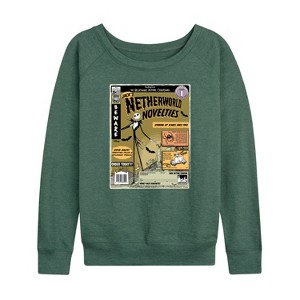 Women's - Disney - The Nightmare Before Christmas Lightweight French Terry Wide Neck Long Sleeve Shirt - 1 of 4