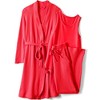 Lands' End Women's Brushed Cozy Waffle Jersey 3 Piece Pajama Set - Tank Top Pant and Robe - 3 of 4
