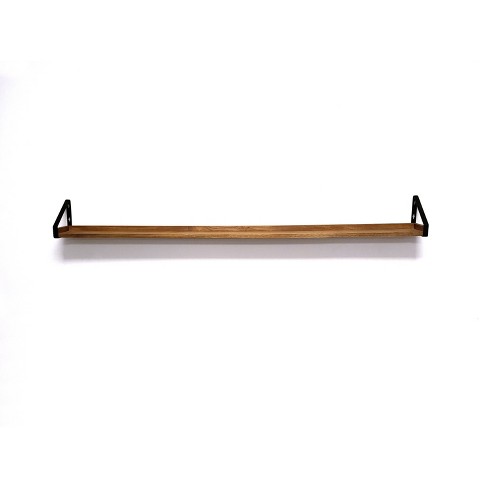 60" Solid Wood Ledge Wall Shelf, Rustic Metal Bracket, EZ Anchors - InPlace - image 1 of 3