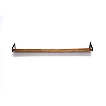 60" Solid Wood Ledge Wall Shelf with Rustic Metal Bracket Mango - InPlace