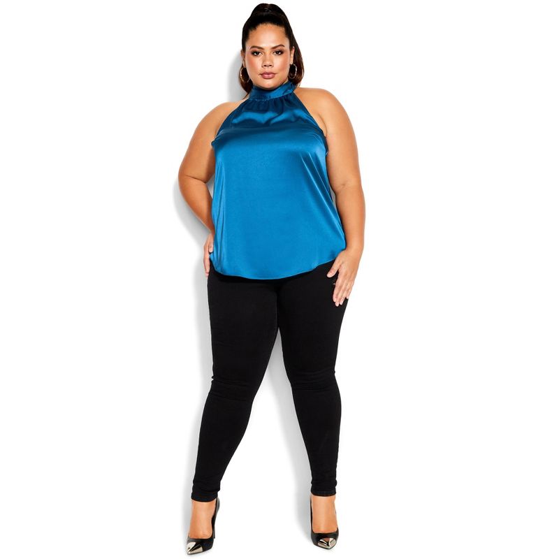 Women's Plus Size Sexy Shine Top - deep teal |   CITY CHIC, 3 of 7