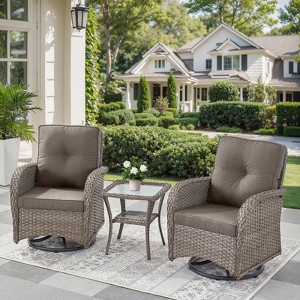 Gymojoy Outdoor Patio Wicker Swivel Chair Glider Chair Table with Removable Cushions - 1 of 4