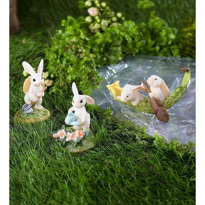 Plow & Hearth Miniature Bunny Garden Statues, Set of 3
