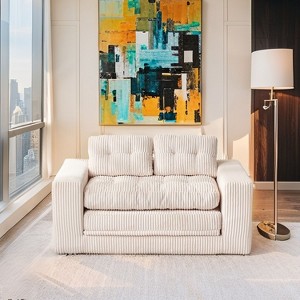 Okak Modern Convertible 2-in-1 Sofa Couch with Steel Frame,Corduroy Fabric Memory Foam Loveseats for Bedroom, Apartment - 1 of 4