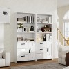 6-Tier Bookshelf w/ Door & 3 Drawers, 71" Wood Bookcase - Open Shelves & Storage for Office, Living Room, Bedroom - 3 of 4