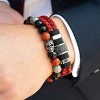 Crucible Men's Skull with Onyx, Labradorite, Tiger Eye and Agate Stones Stretch Bracelet (10mm) - 4 of 4