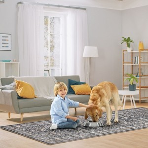 Washable Vintage Floral Rug Non Slip Low Pile Rug Soft Retro Throw Floor Cover Foldable Indoor Carpet for Living Room Bedroom Playroom Nursery - 1 of 4