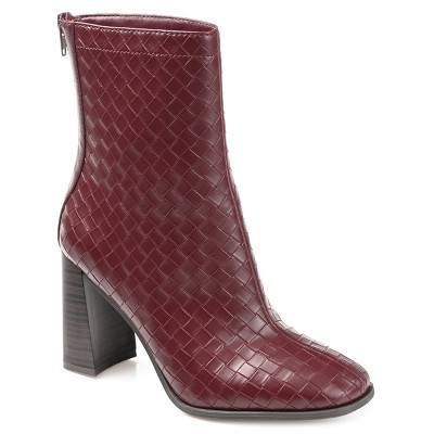 Journee Collection Women's Brielle Back Heel Zip Stacked Heel Booties