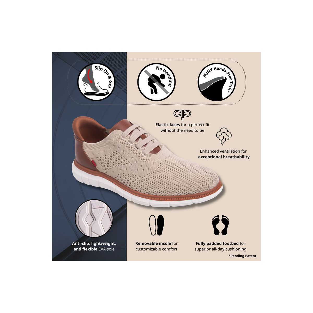 Marc Joseph New York | Mens Hands Free Slip On Technology Lightweight Breathable Charles Ave Oxford - thumbnail 2