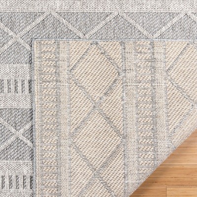Gray Flat Woven Synthetic Rectangular 6' x 9' Area Rug