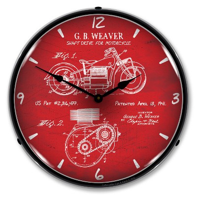 Collectable Sign & Clock | 1941 Indian Motorcycle Patent LED Wall Clock Retro/Vintage, Lighted