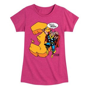 Girls' - Marvel - Thor Birthday Three Fitted Short Sleeve Graphic T-Shirt - 1 of 4