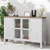 47.2'' Retro TV Stand for TVs up to 43 Inches, Entertainment Center Media Console Cabinet with 3 Spacious Cabinets, Glass Doors & Adjustable Shelves - 2 of 4