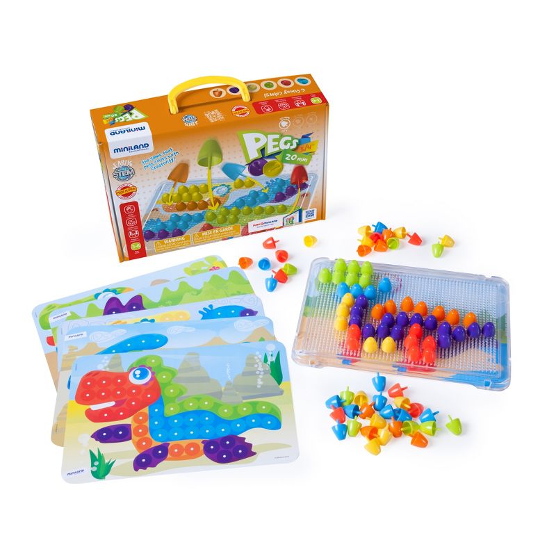 Miniland Educational Pegs & Patterns Set, Bright Colors, 90 Pieces, 1 of 3