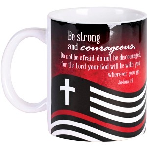 Dicksons MUG-1190 Firefighter Strong And Courageous Black and Red Christian Flag 11 Ounces Ceramic Tea Coffee Cup Mug - 1 of 2