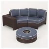 Madras Ibiza 4pc Wicker 1/2 Round Seating Set with Ice Bucket Ottoman - Navy Blue - Christopher Knight Home: All-Weather, UV-Resistant - 2 of 4