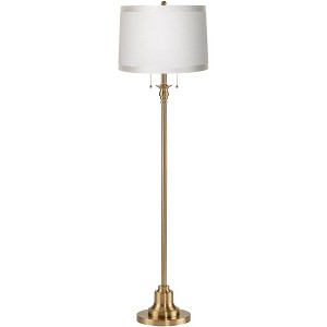 360 Lighting Dyna 58" Antique Brass White Ribbon Shade Floor Lamp - 1 of 4