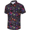 Mens Halloween Christmas Shirts Funky Santa Button Down Shirt Printed Short Sleeve - 2 of 4