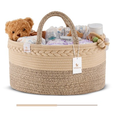 Babylicious XL Cotton Rope Diaper Caddy Organizer – Changing Table Storage for Wipes & Newborn Essentials